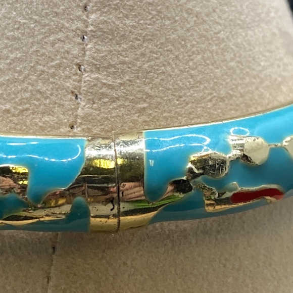 Vintage Jiu Long Xing Enamel Hinged Bracelet - Picture 4 of 7